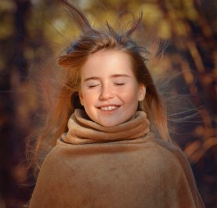 girl in wind